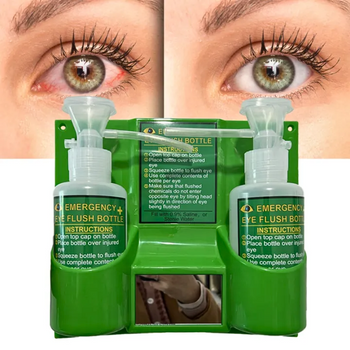 Wall-mounted Emergency Eyewash Station Portable Eye Wash Kit Plastic Double-Bottle（empty Bottle No Liquid）